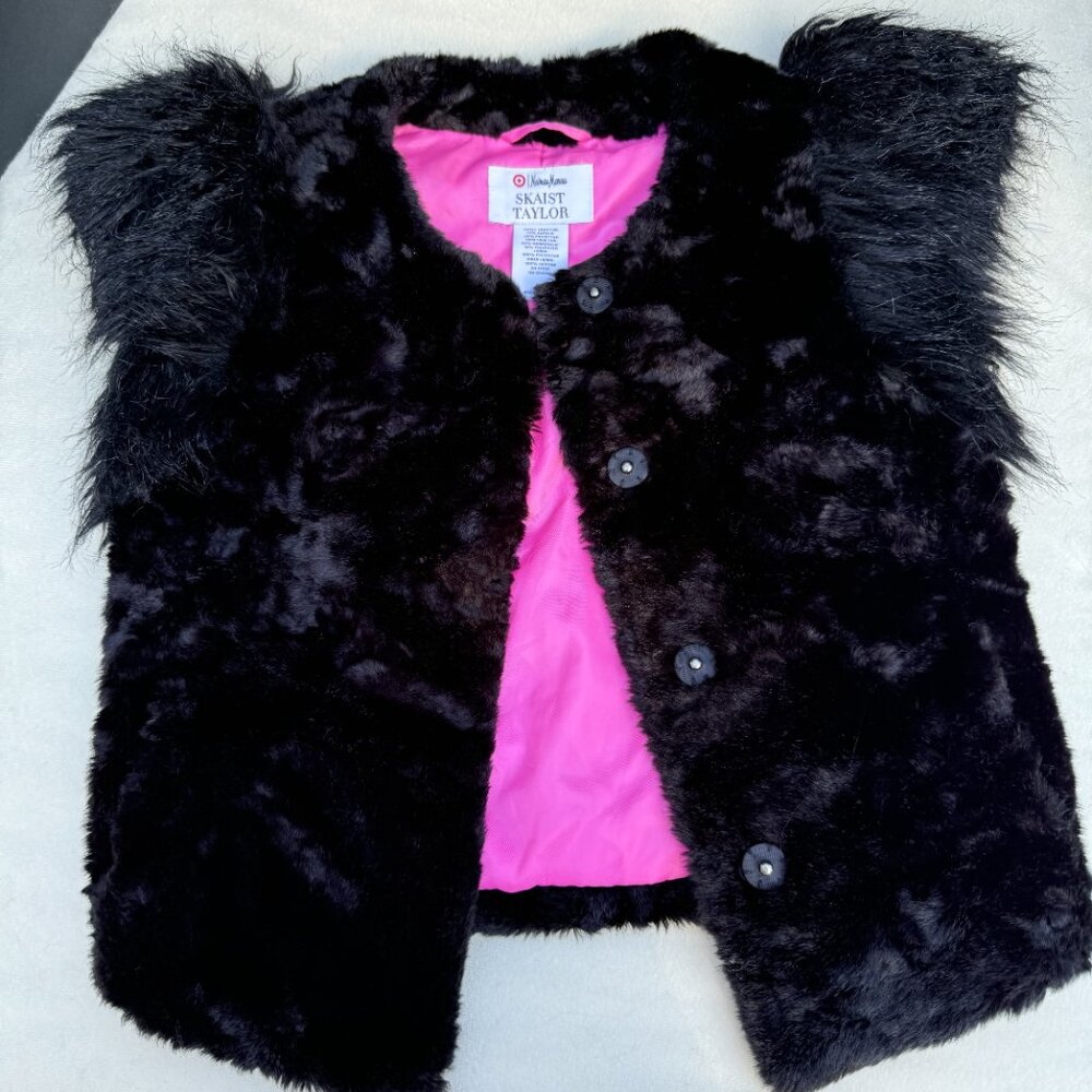 Neiman Marcus for Target, size XS, Faux Fur Vest, Black Pink Excellent Condition